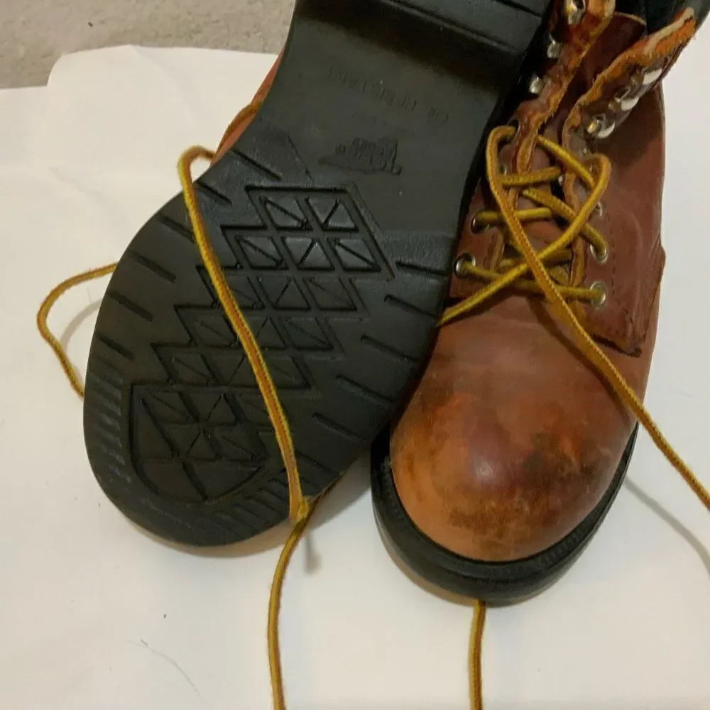 Vintage RED WING Oxblood Leather Work Boots steel toe SIZE 5D